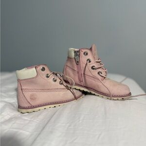 Timberland - Girls -  Pink and White High-Top Boots - size 8